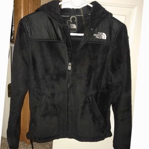 Soft fur zip up hooded jacket